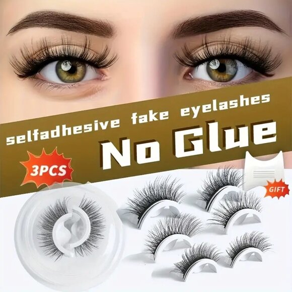 3 Pairs Self-Adhesive False Eyelashes (Mix Lengths) - Picture 1 of 4